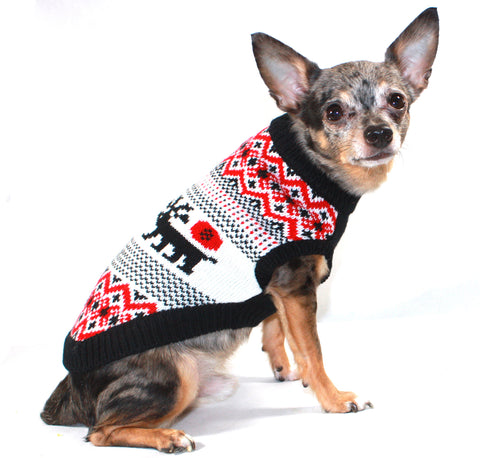 Moose Lodge Holiday Dog Sweater