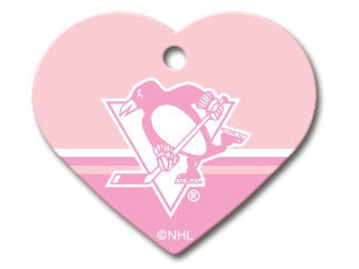 Pittsburgh Penguins Pink Heart Dog ID Tag