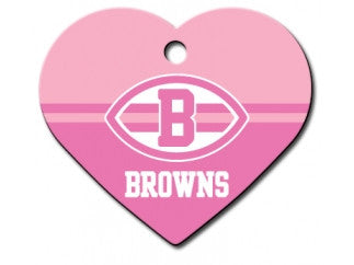 Cleveland Browns Pink Heart Dog ID Tag