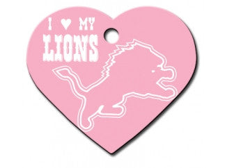 Detroit Lions Pink Heart Dog ID Tag