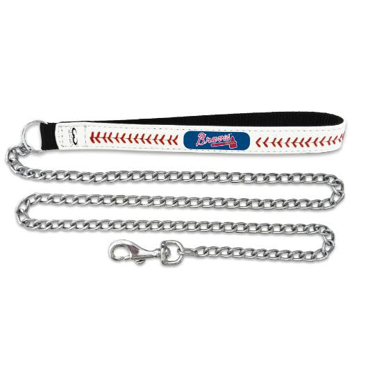 Atlanta Braves Leather and Chain Dog Leash