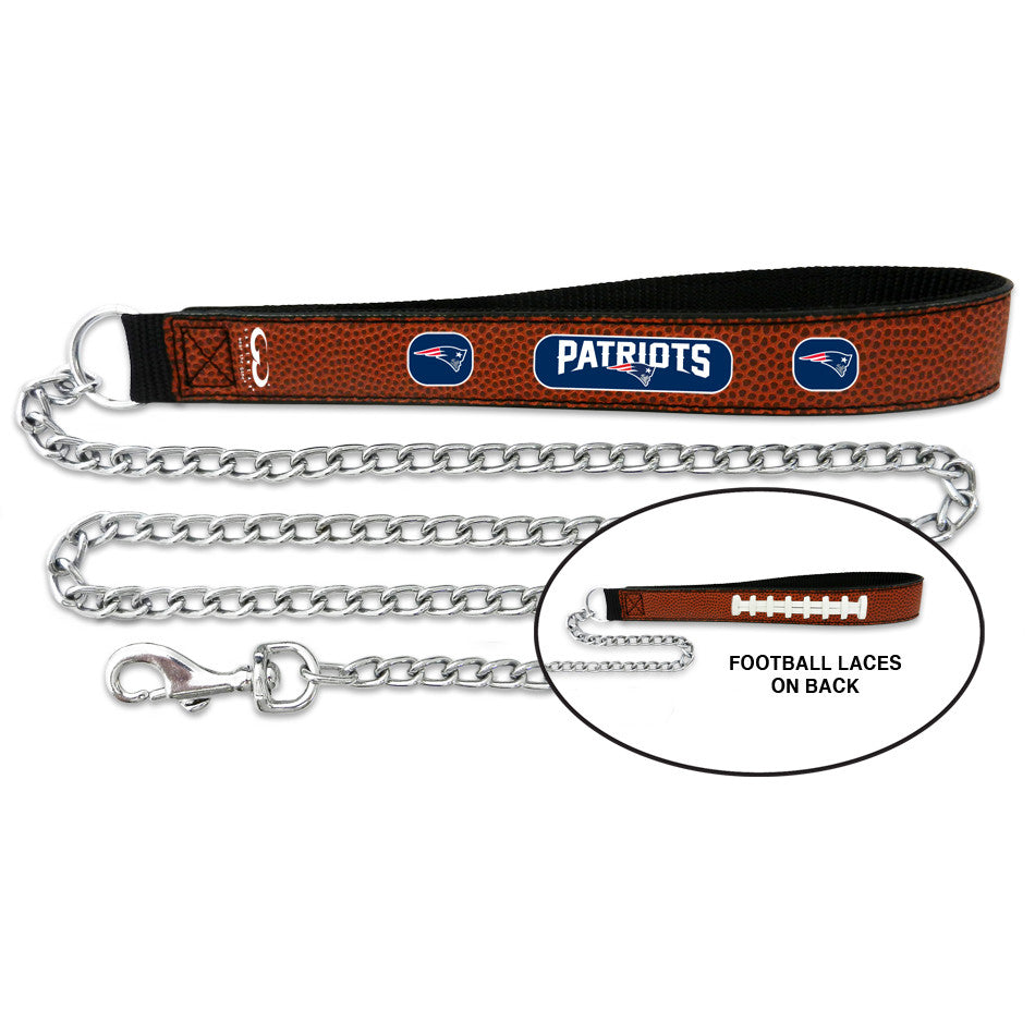 New England Patriots Leather and Chain Dog Leash