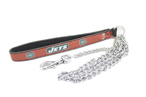 New York Jets Leather and Chain Dog Leash