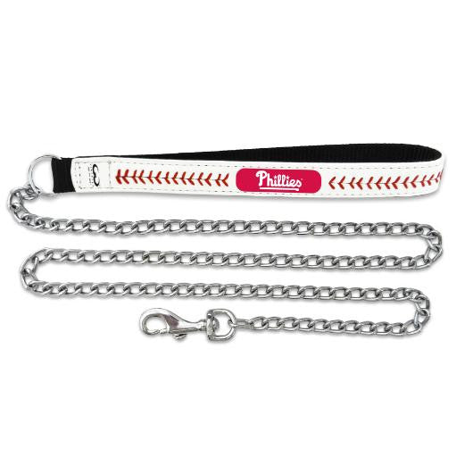 Philadelphia Phillies Leather and Chain Dog Leash