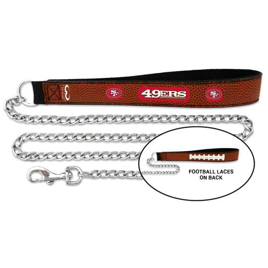 San Francisco 49ers Leather and Chain Dog Leash