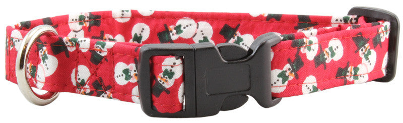 Red Snowmen Dog Collar