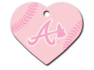 Atlanta Braves Pink Heart Dog ID Tag