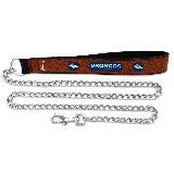 Denver Broncos Leather and Chain Dog Leash