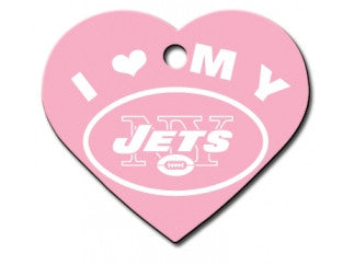 New York Jets Pink Heart Dog ID Tag
