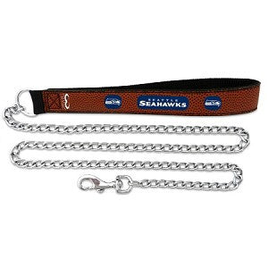 Seattle Seahawks Leather and Chain Dog Leash