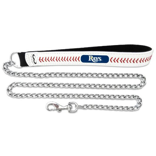 Tampa Bay Rays Leather and Chain Dog Leash