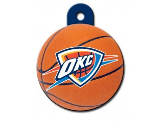Oklahoma City Thunder Round Basketball Dog ID Tag
