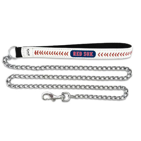 Boston Red Sox Leather and Chain Dog Leash