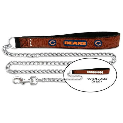 Chicago Bears Leather and Chain Dog Leash