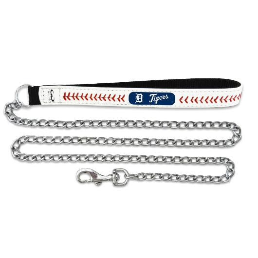 Detroit Tigers Leather and Chain Dog Leash