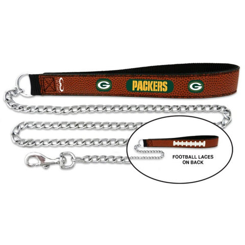 Green Bay Packers Leather and Chain Dog Leash