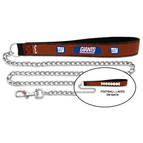 New York Giants Leather and Chain Dog Leash