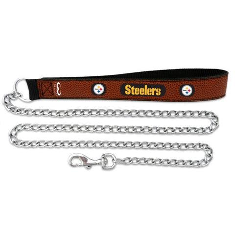 Pittsburgh Steelers Leather and Chain Dog Leash